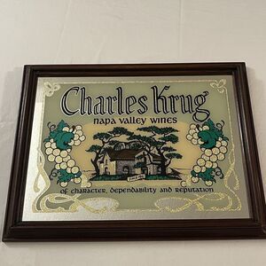 Charles Krug Napa Valley Wines‎ Art SignMirror Framed Rare